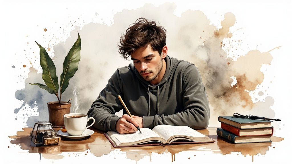 depiction of man in creative flow state