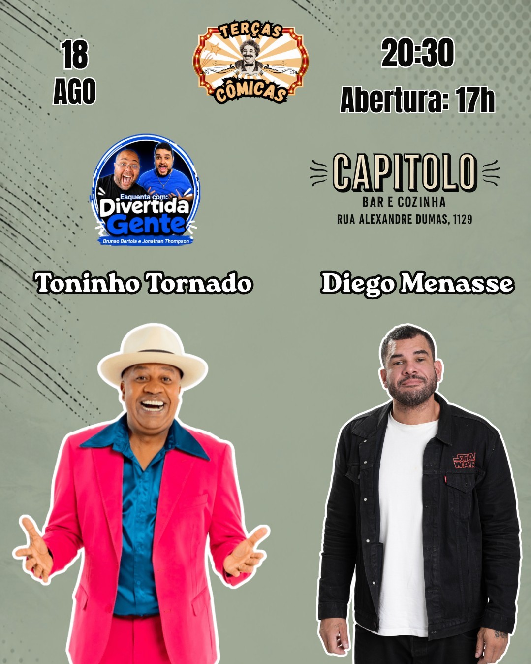 Terças Cômicas com Toninho Tornado e Diego Menasse