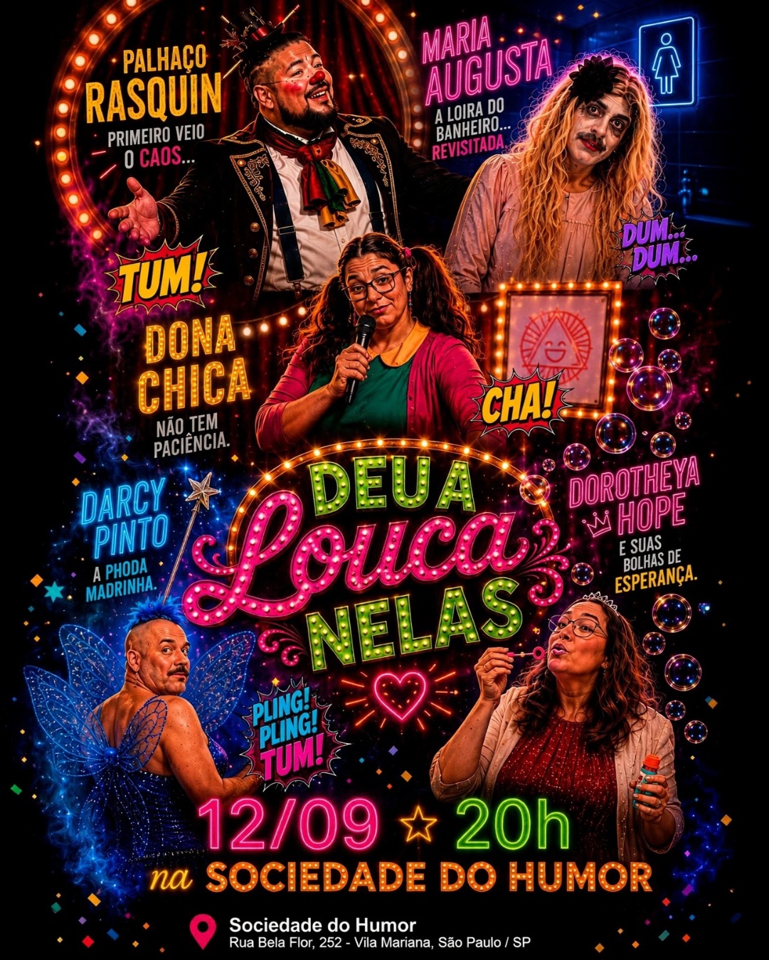[12/09 - 20h] Deu a Louca Nelas | Show de comédia de personagens