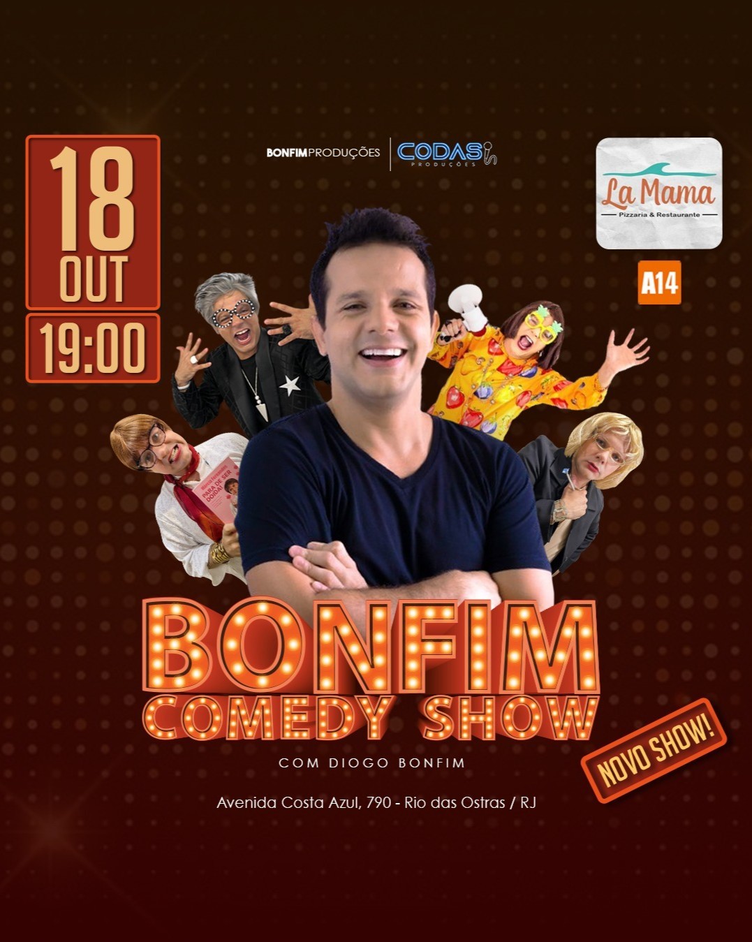 Diogo Bonfim em "Bonfim Comedy Show"