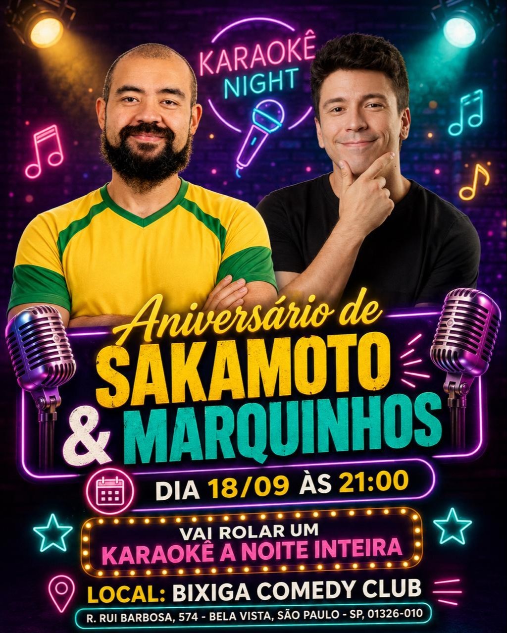 Aniversário do Sakamoto & Marquinhos no Bixiga Comedy