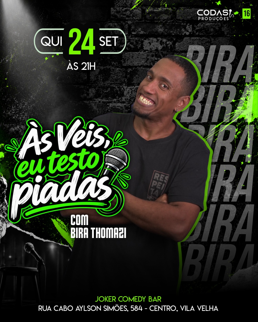 Bira Thomazi em "Ais Veis Eu Testo Piadas" - Joker - Vila Velha