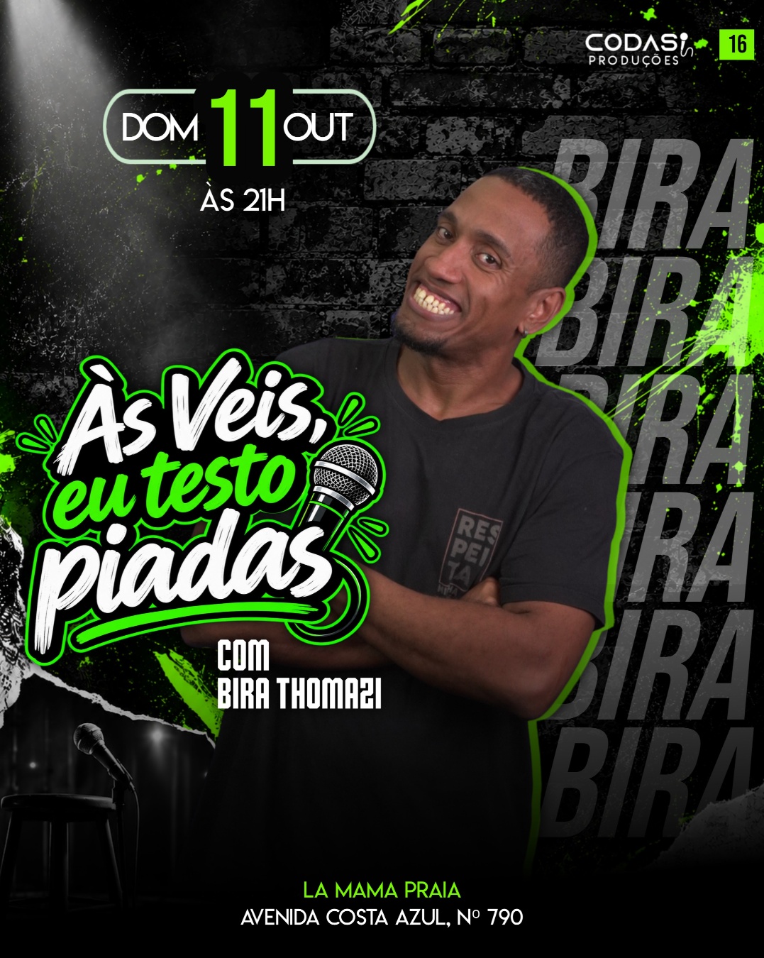 Bira Thomazi em "Ais Veis, Eu Testo Piadas" - Rio das Ostras