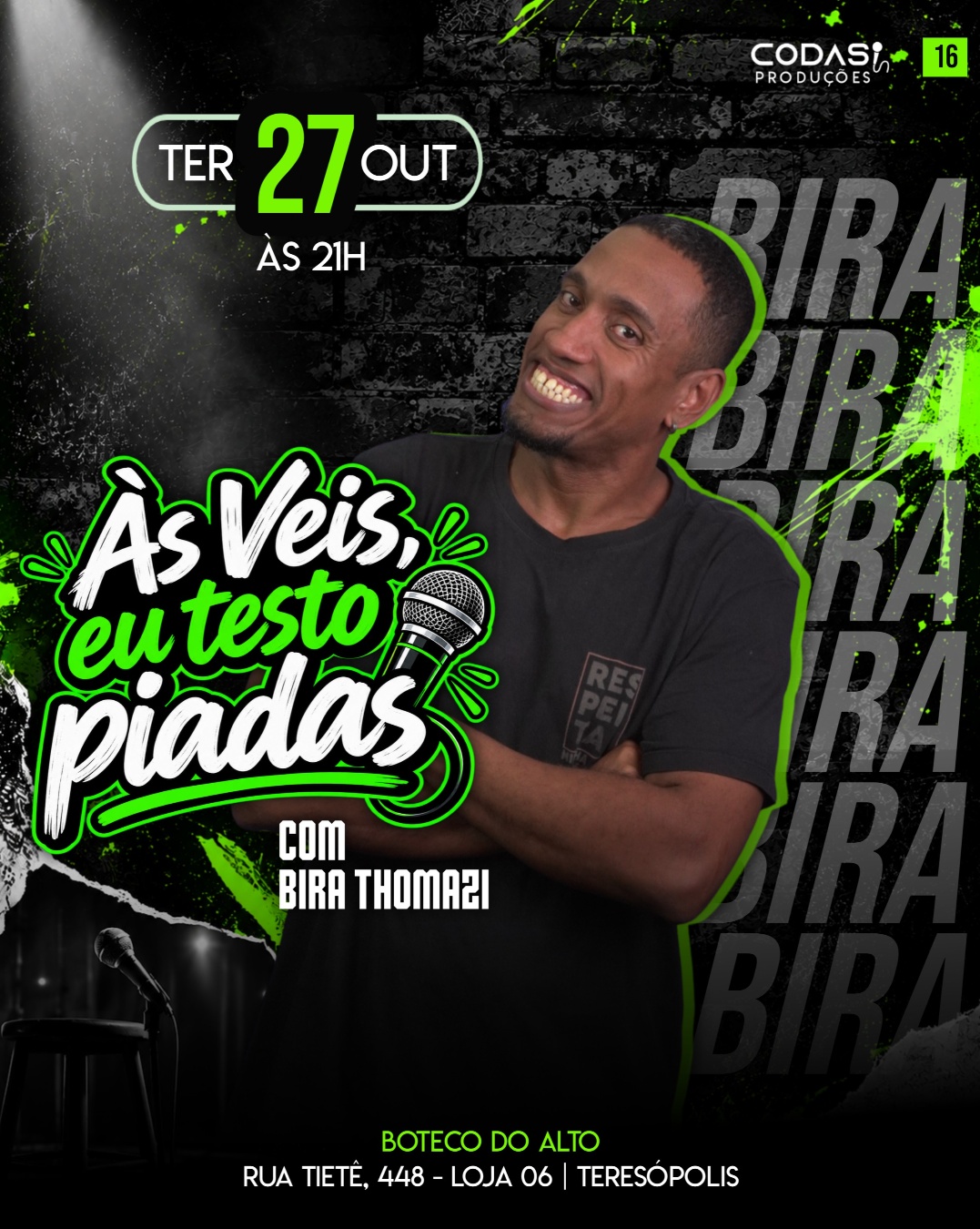Bira Thomazi em "Ais Veis, Eu Testo Piadas" - Teresópolis