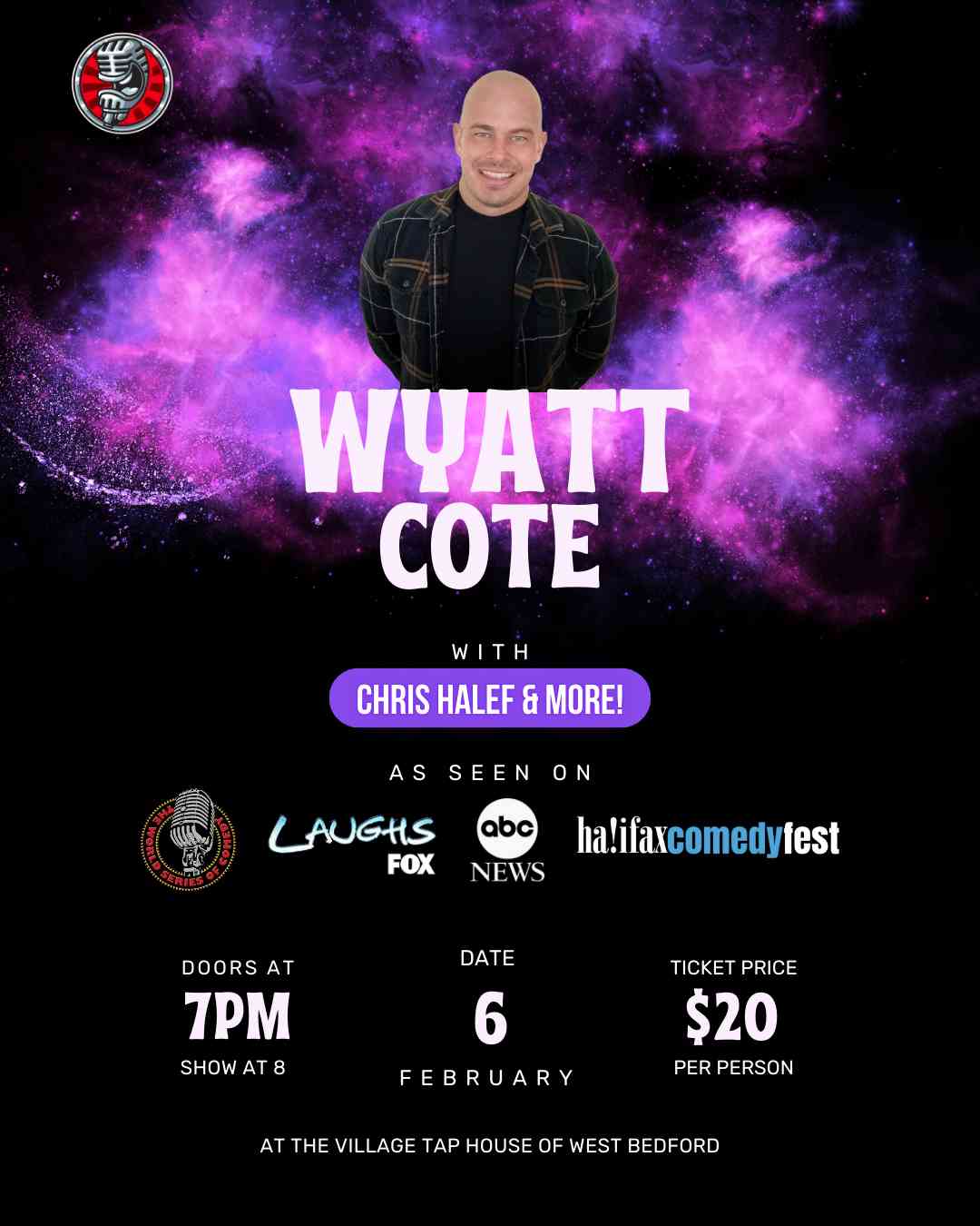 Wyatt Cote: Live at the Village Tap House Presented by The Comedy Stand - Live Comedy in Halifax, Nova Scotia