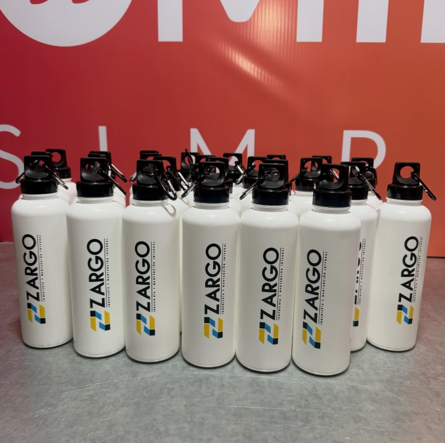 Botellas metalicas con logotipo DTF UV