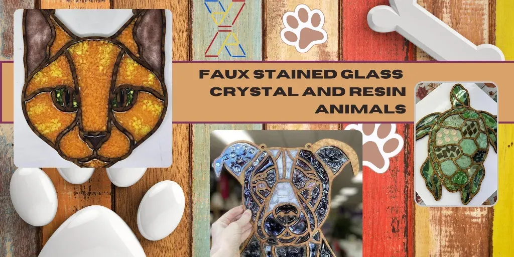 Faux - Stained Glass  Crystal and Resin Animals