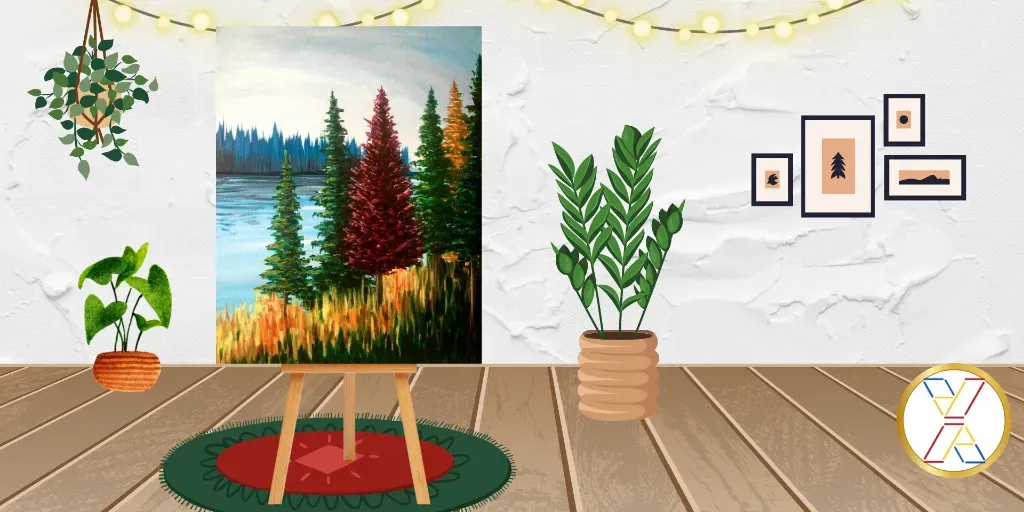 Paint Night : "Autumn Trees on the Lake"