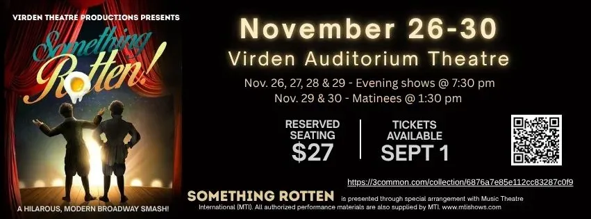Nov. 28 at 7:30 pm - Something Rotten at Virden Auditorium Theatre