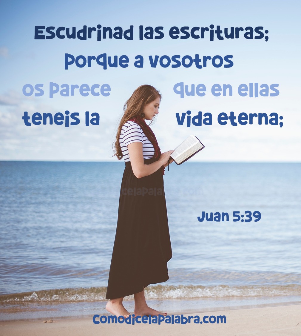 Imagen Escudriñad las Escrituras; porque a vosotros os parece que en ellas tenéis la vida eterna; y ellas son las que dan testimonio de mí;