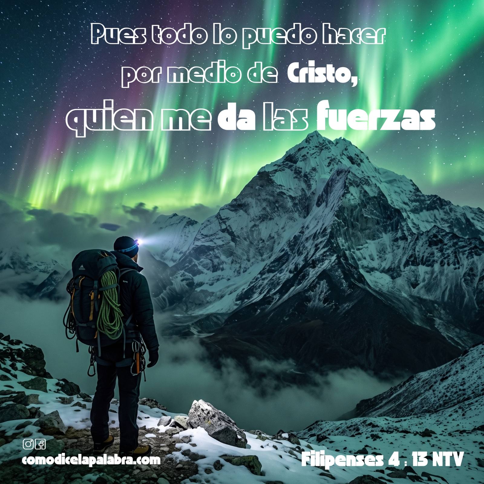 Imagen Pues todo lo puedo hacer por medio de Cristo, quien me da las fuerzas.