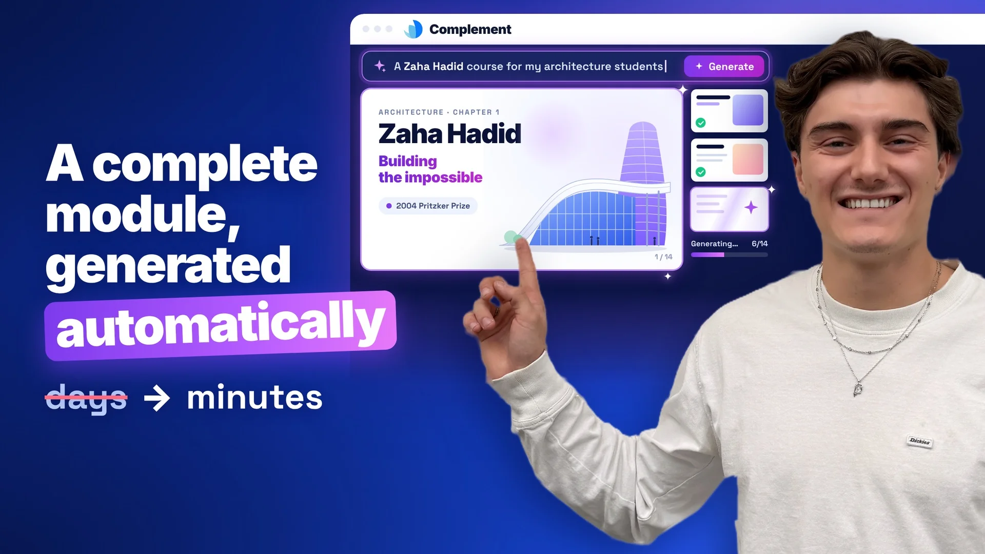 Create a comprehensive training module with AI in minutes | Complement