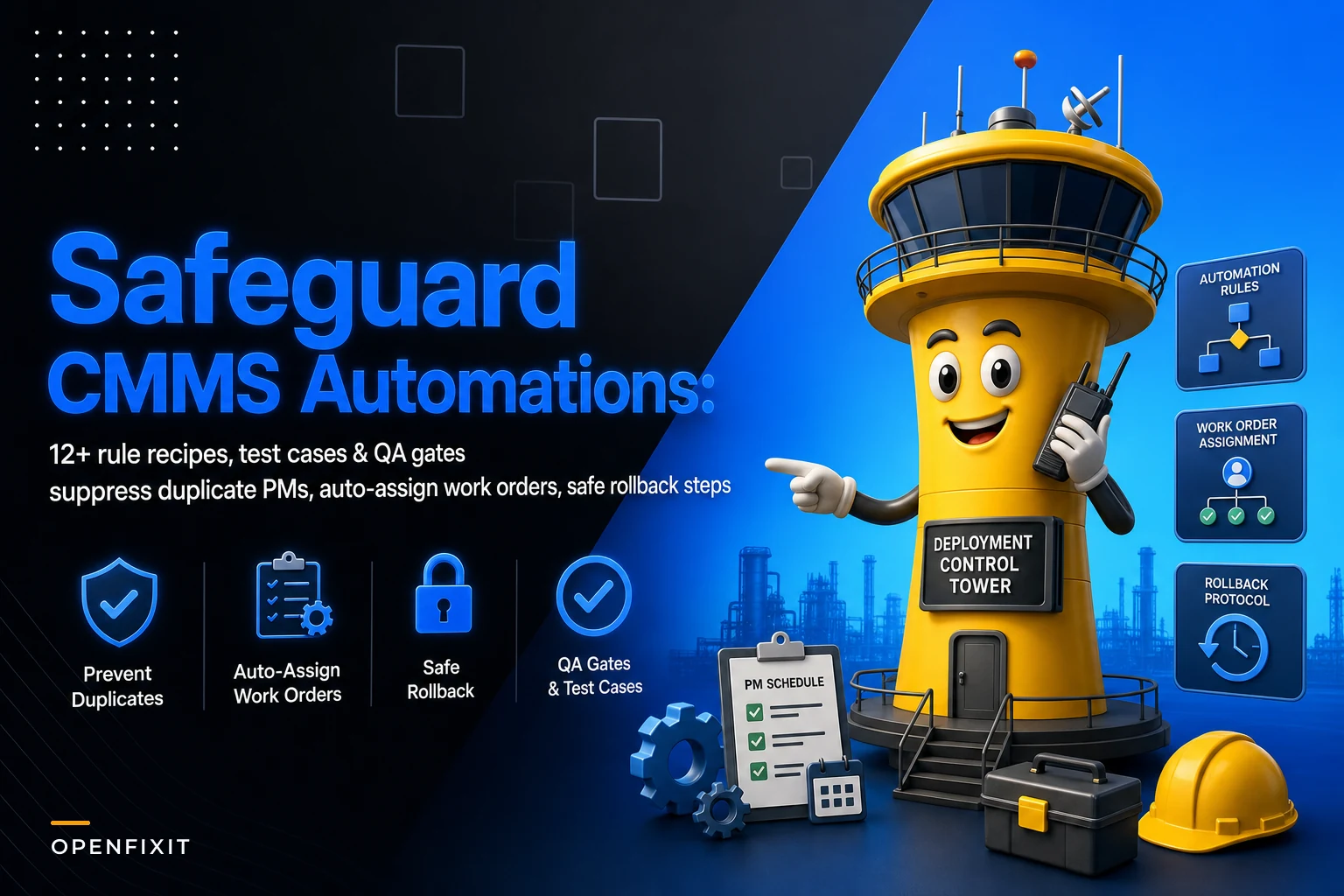Avoid broken automations: a CMMS rule library to suppress duplicate PMs, auto-assign work orders and safely rollback changes