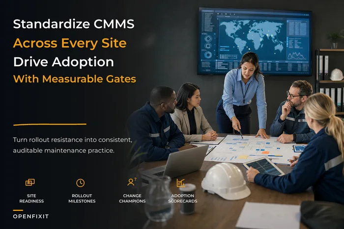 CMMS change-management playbook to standardize processes across sites