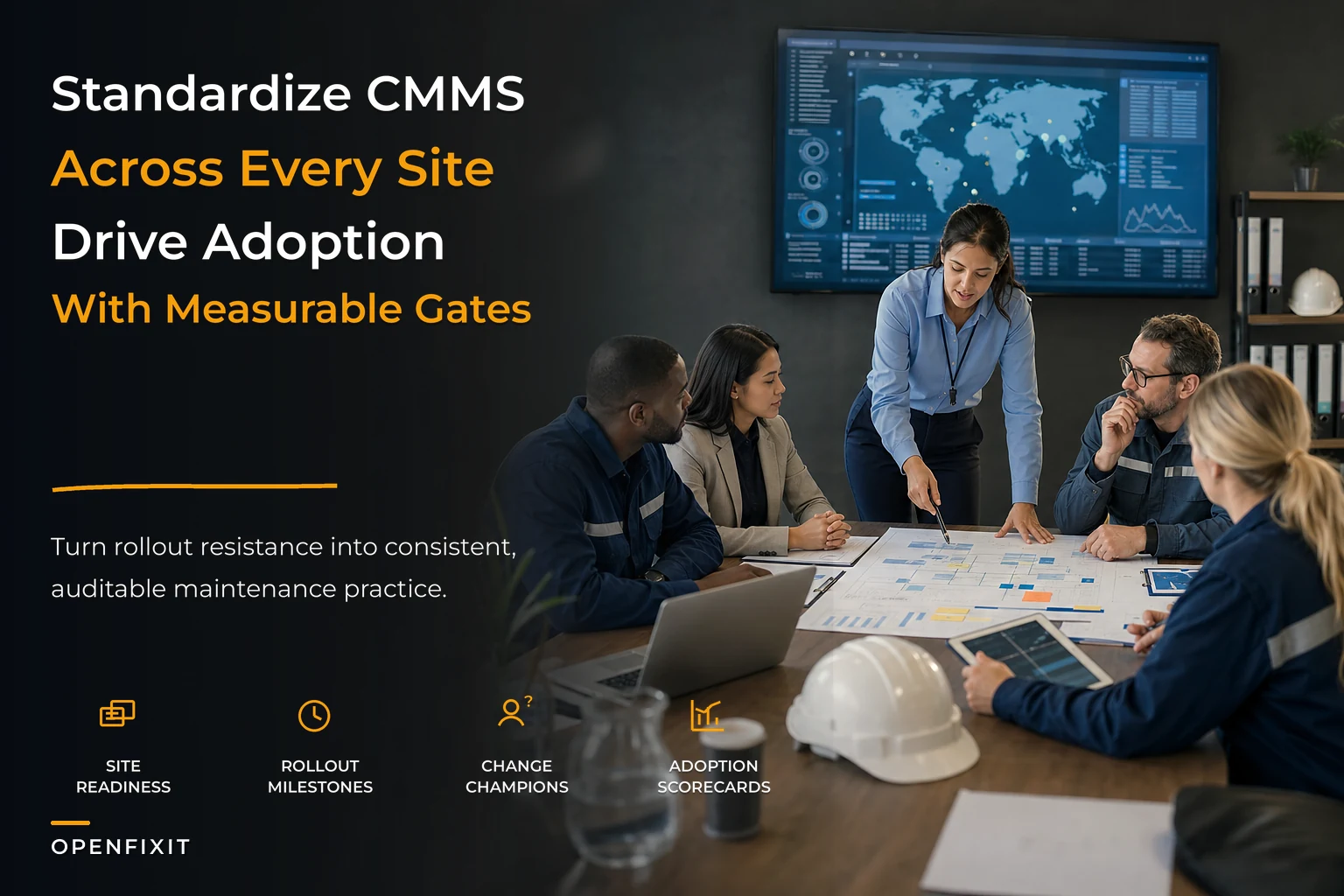 CMMS change-management playbook to standardize processes across sites