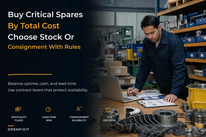 Maintenance procurement strategy for critical spares with TCO and contract levers