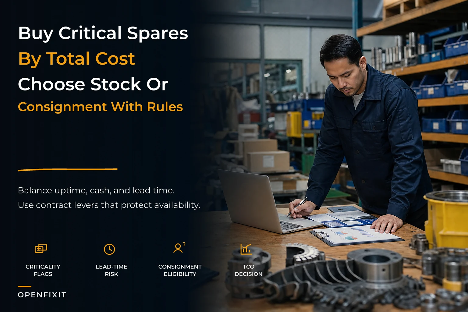 Maintenance procurement strategy for critical spares with TCO and contract levers