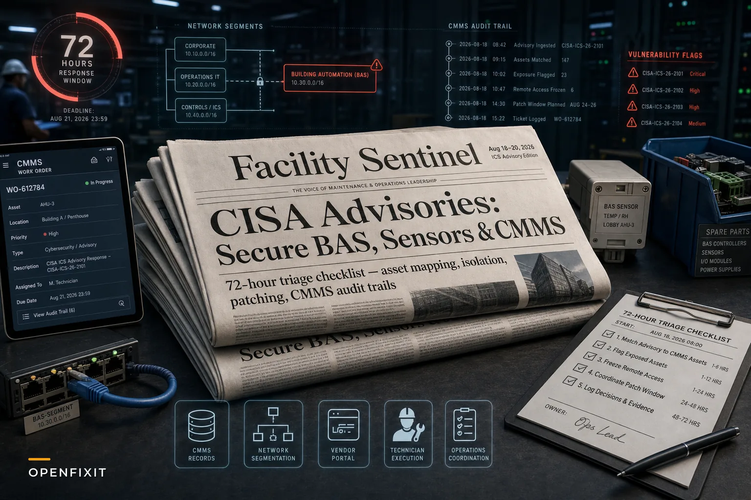 Responding to CISA's August ICS Advisories: A Maintenance Leader's Checklist for Securing BAS, Sensors and CMMS