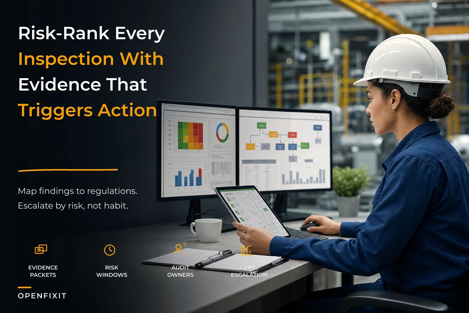 Risk‑based inspection strategy for facilities: map inspection evidence to regulatory requirements and CMMS escalation rules