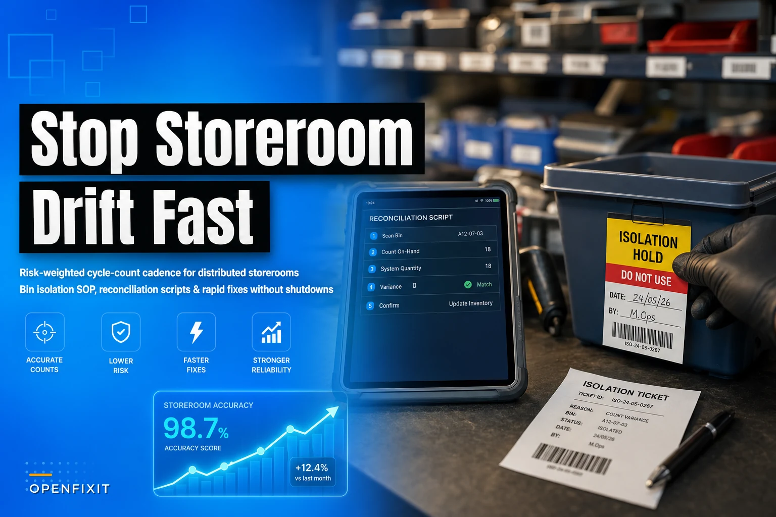 Stop storeroom drift: a risk-weighted cycle-count SOP and fast reconciliation playbook for distributed small storerooms