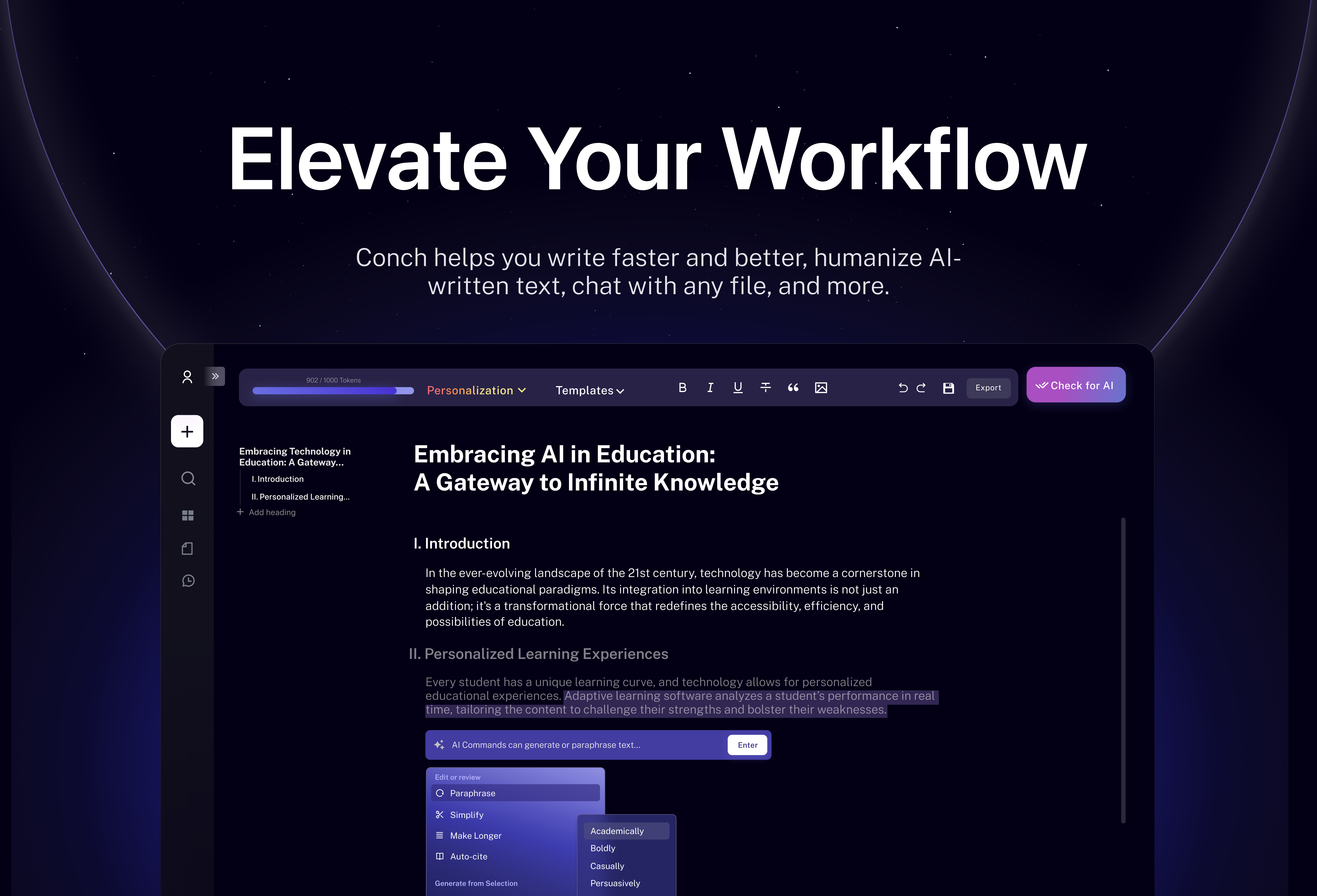 Conch AI - Your Undetectable AI Essay Writing and Research Assistant