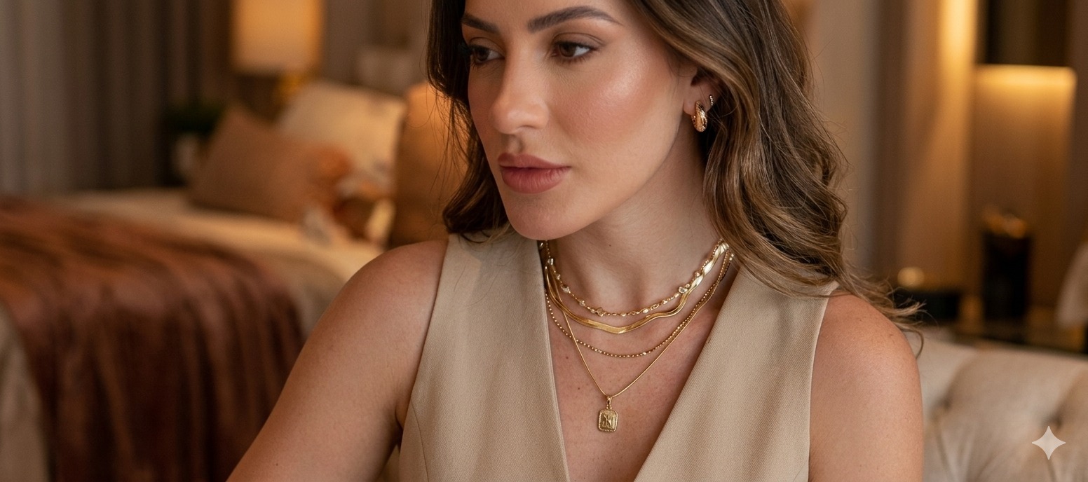 Mulher elegante com semijoias