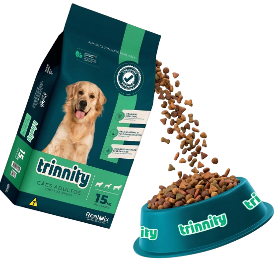 Ração Trinnity caindo no pote