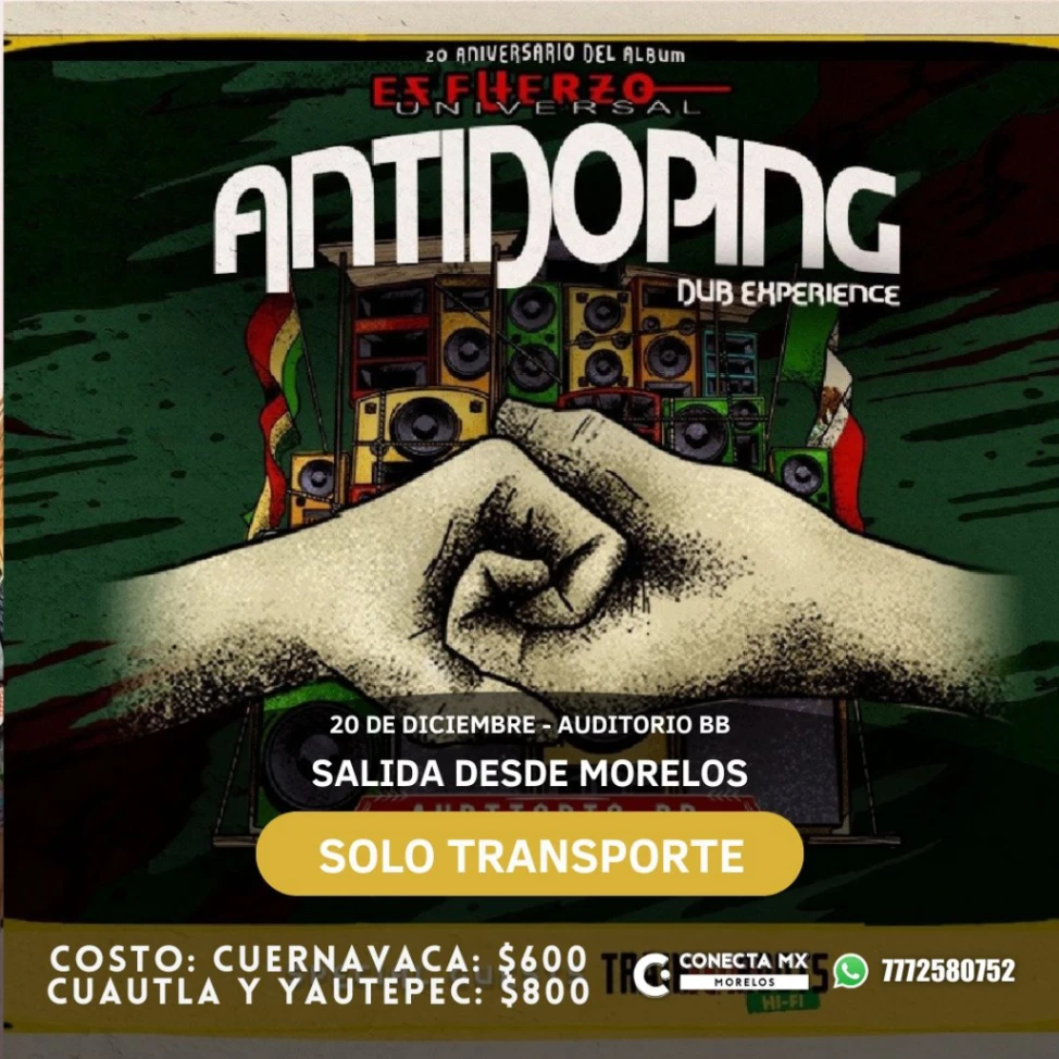 Transporte a ANTIDOPING desde Morelos