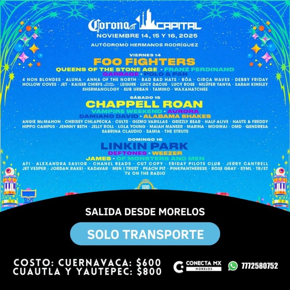 Transporte a CORONA CAPITAL desde Morelos