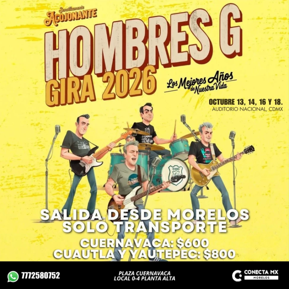 Transporte a HOMBRES G desde Morelos