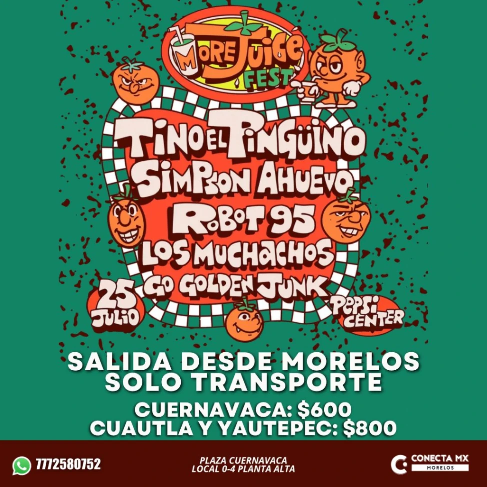 Transporte a MOREJUICE FEST desde Morelos