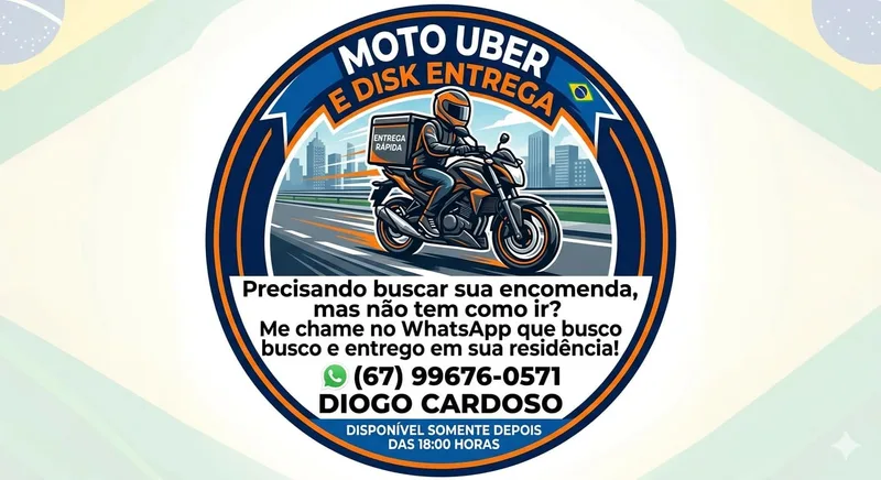 DIOGO - Moto Uber e entregas — Táxi em Terenos, MS