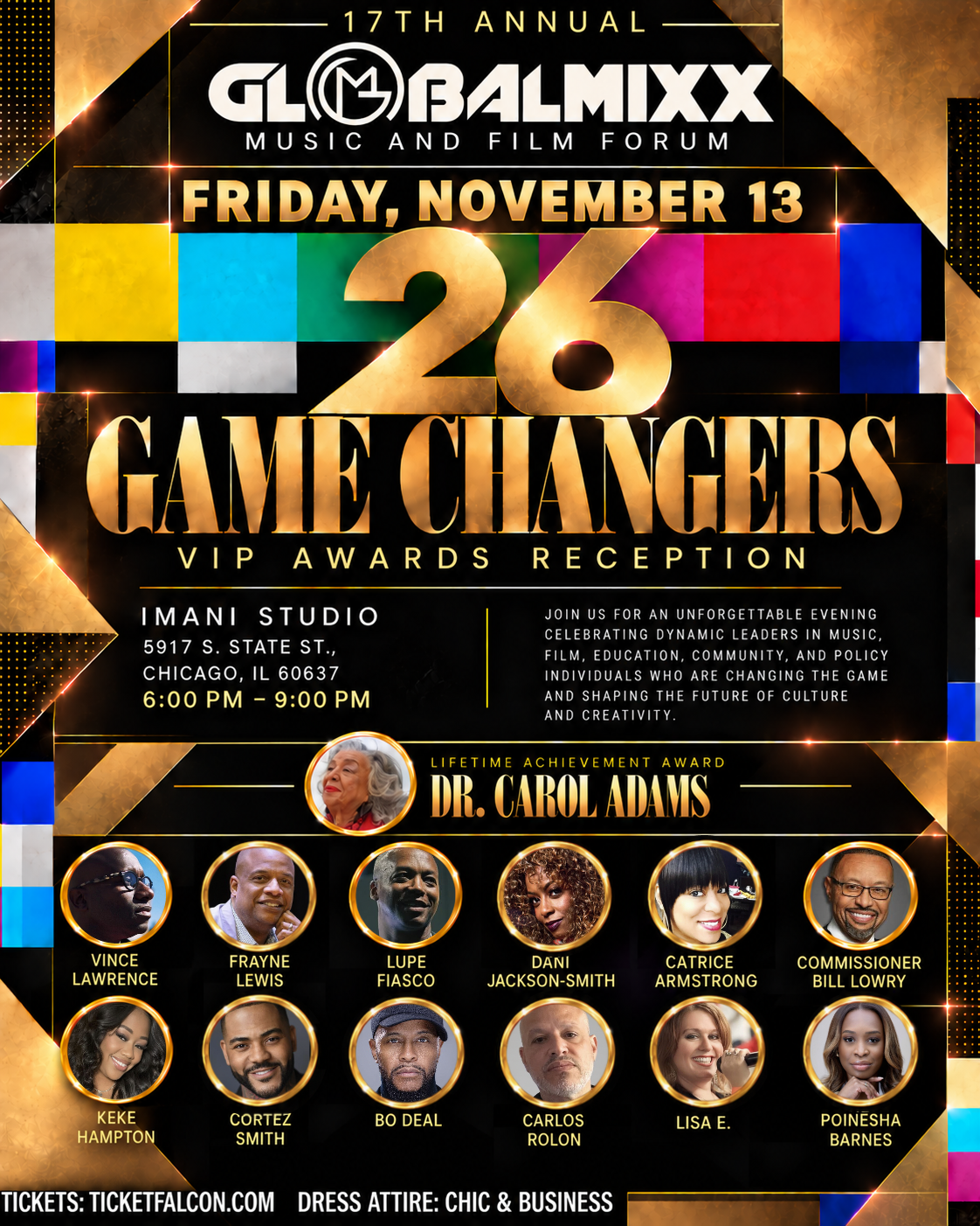 Global Mixx 2026 Game Changers VIP Awards Reception — Friday, November 13, 6–9 PM at Imani Studio, Chicago