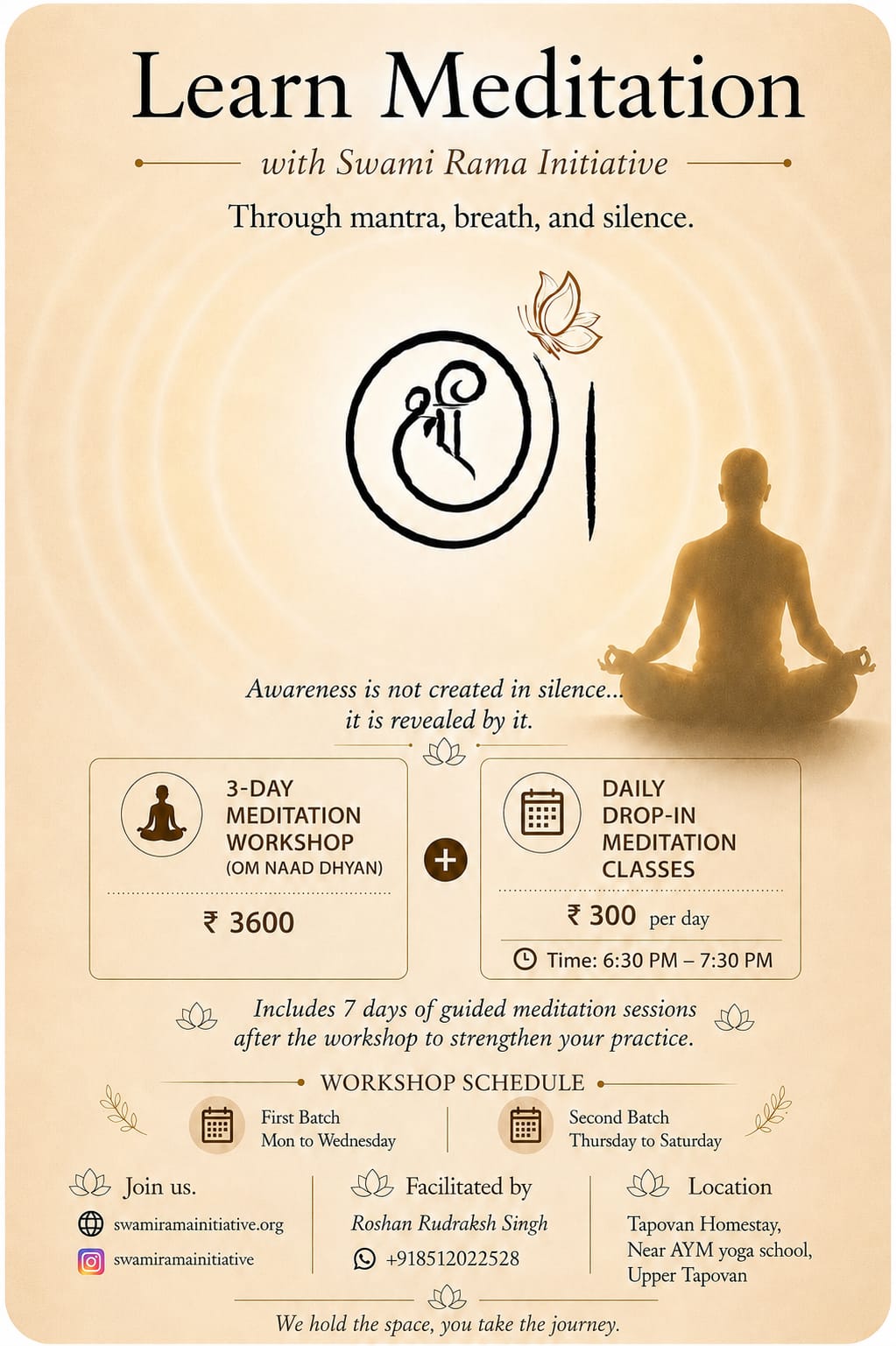 3-Day Learn Meditation Workshop (OM Naad Dhyan) with Swami Rama Initiative