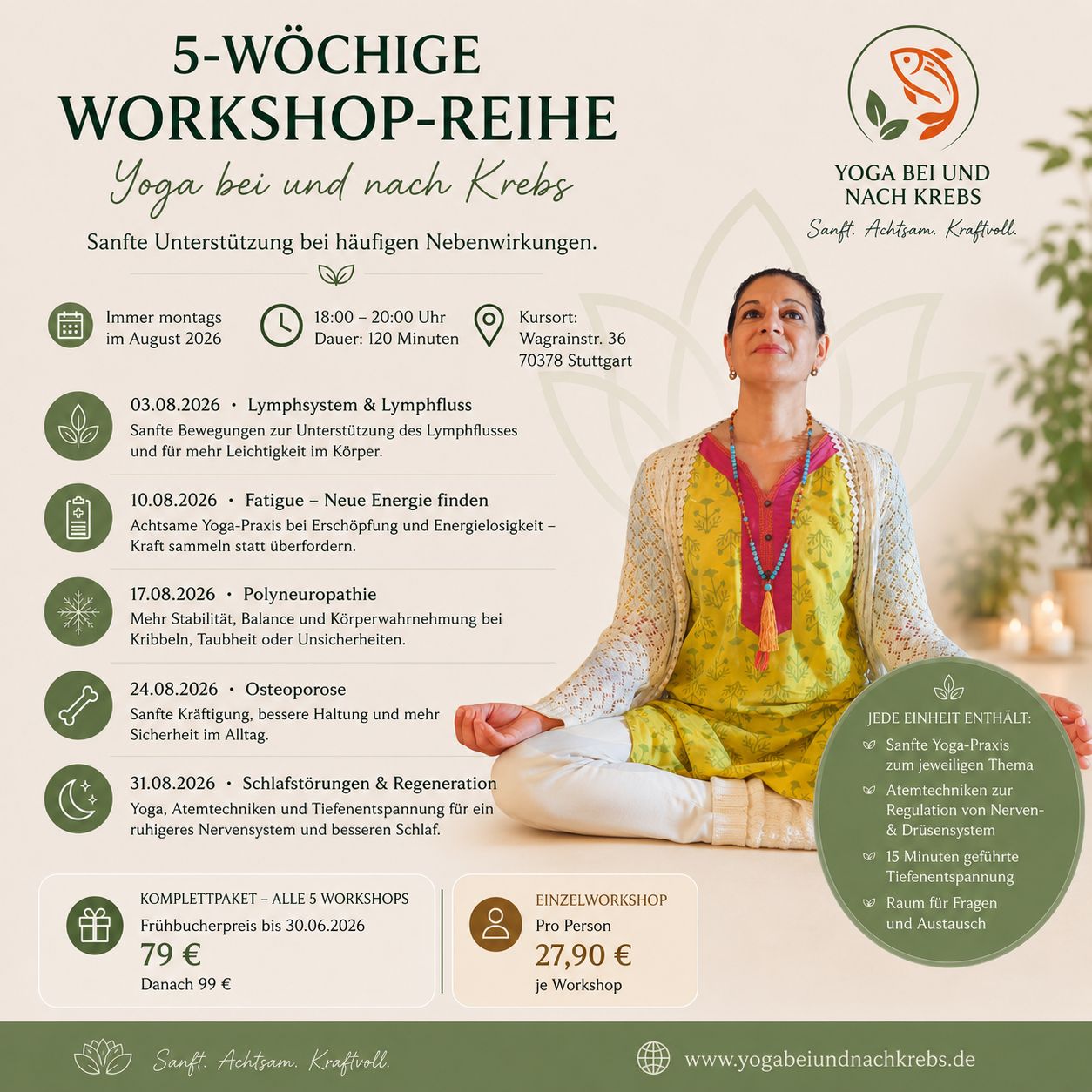 5-wöchige Workshop-Reihe: Yoga bei und nach Krebs im August 2026 Stuttgart-Hofen