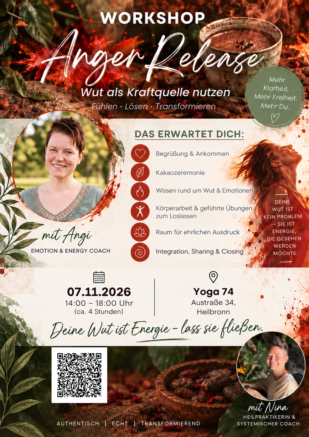 Flyer für Wut-Workshop „Anger Release“