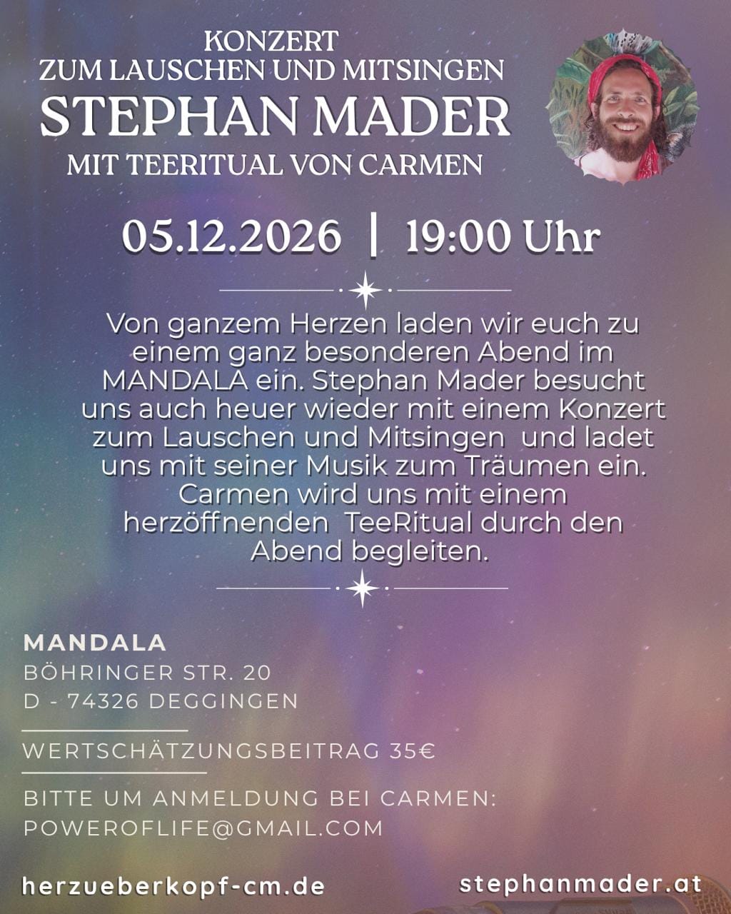 Stephan schenkt uns einen Raum zum Loslassen, zum Weichwerden und Eintauchen.