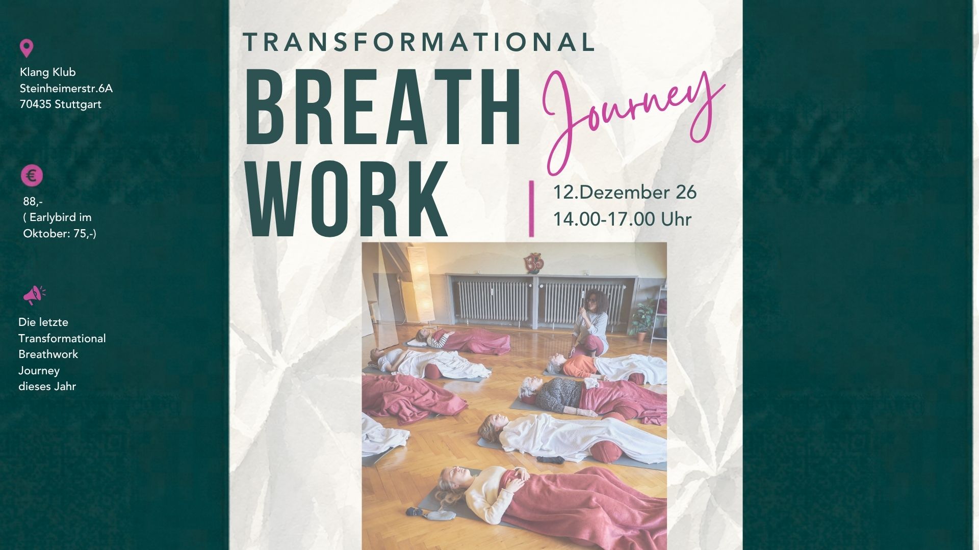 Breathwork Plakat, Menschen praktizieren liegend Breathwork