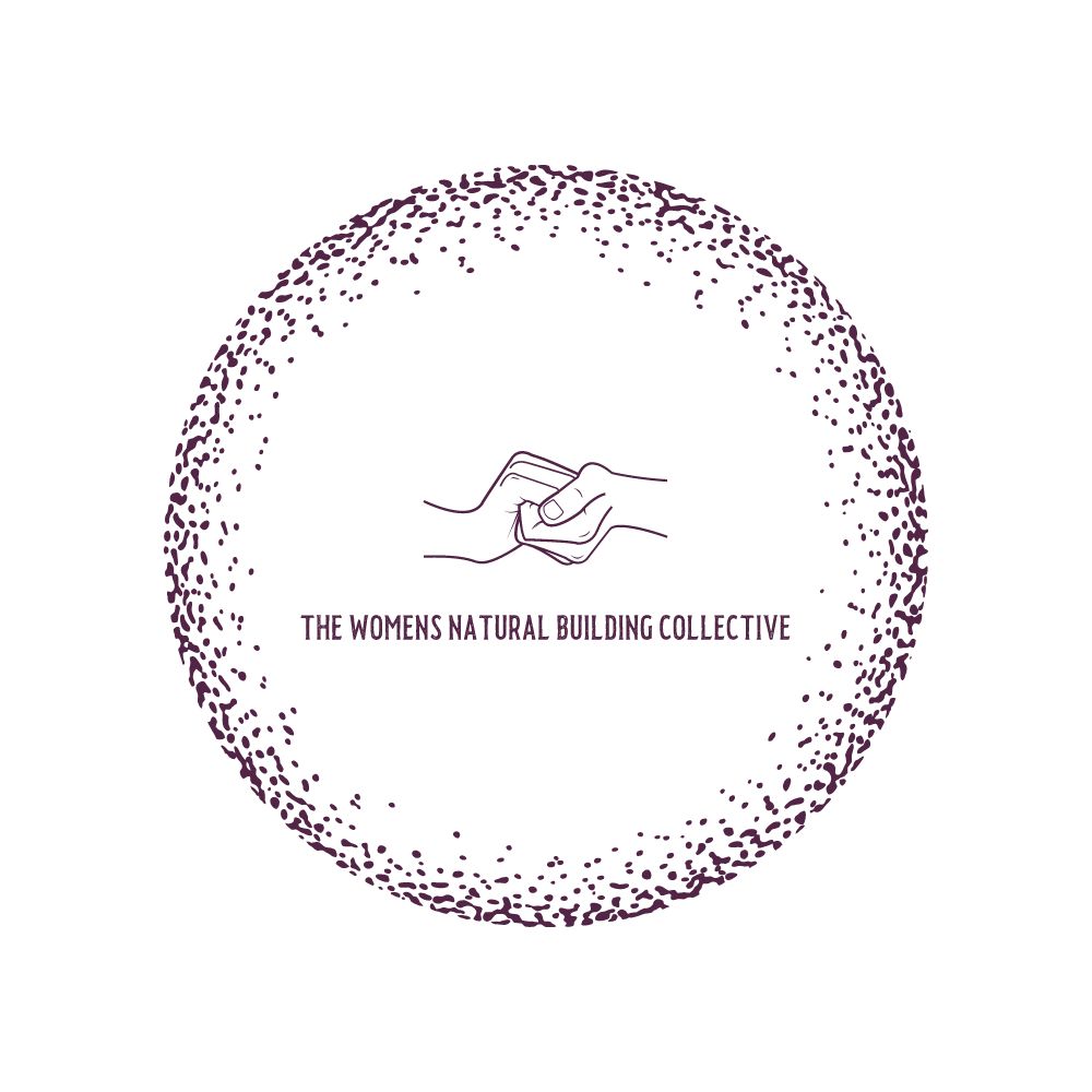 A circular logo featuring hands interlocked, labeled 'The Womens Natural Building Collective'.
