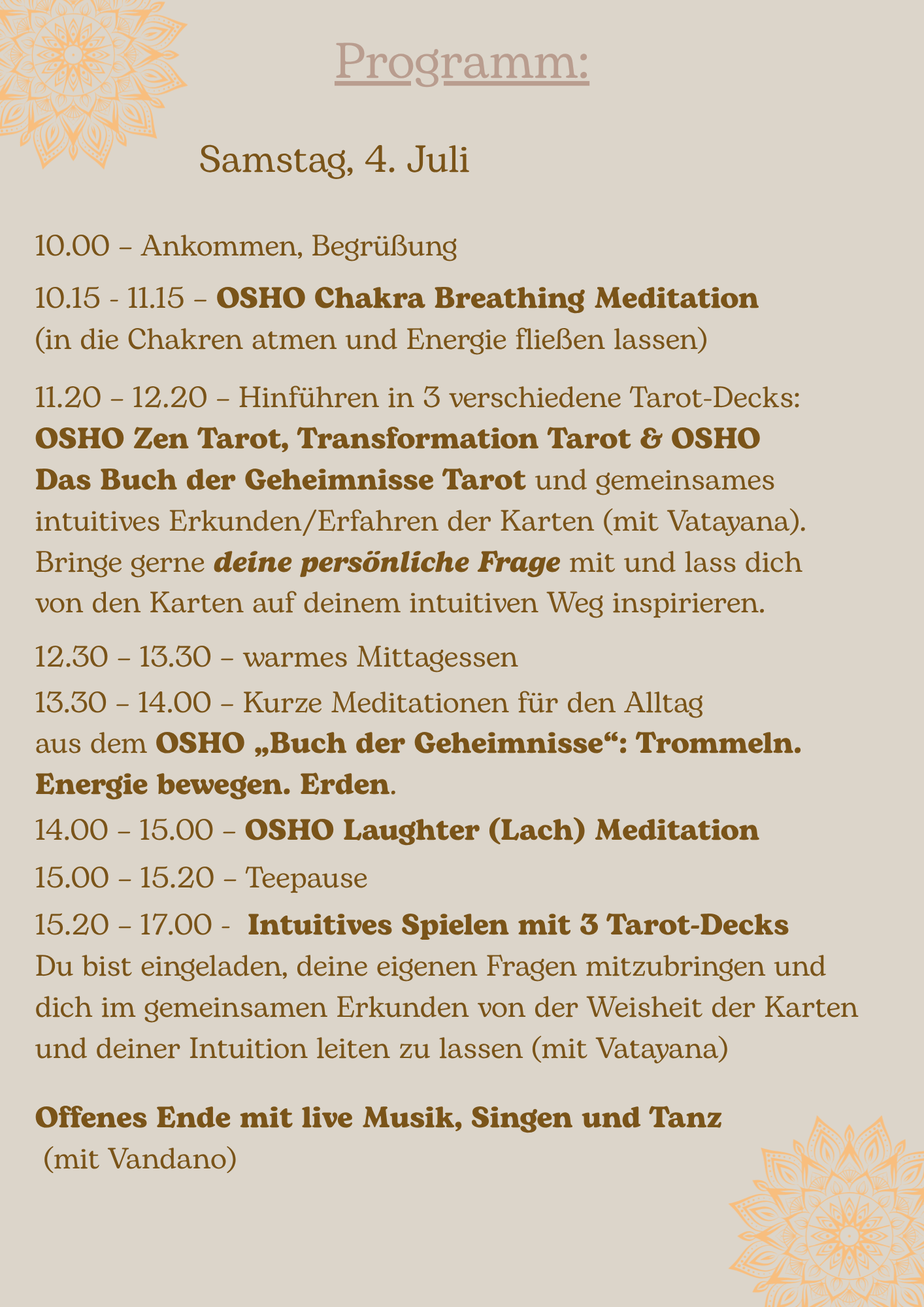 Dem Herzen folgen - Ein Wochenende zum Meditieren, Zelebrieren & intuitiven Tarot, photo 2
