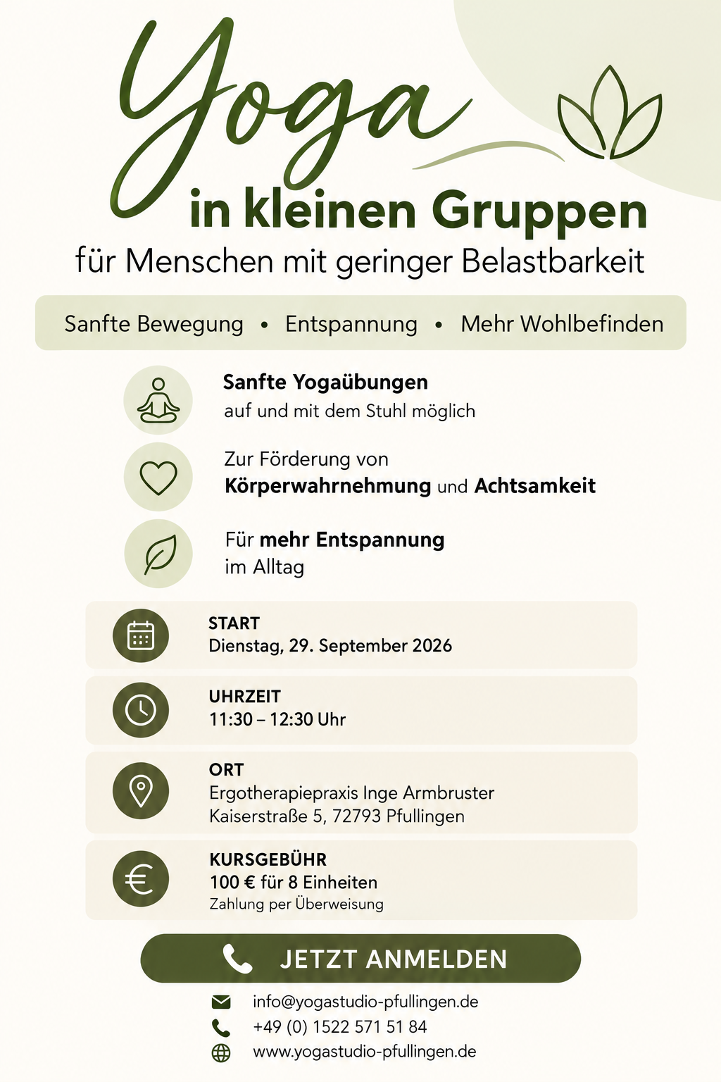 Yoga für Menschen mit geringer Belastbarkeit, Foto 1