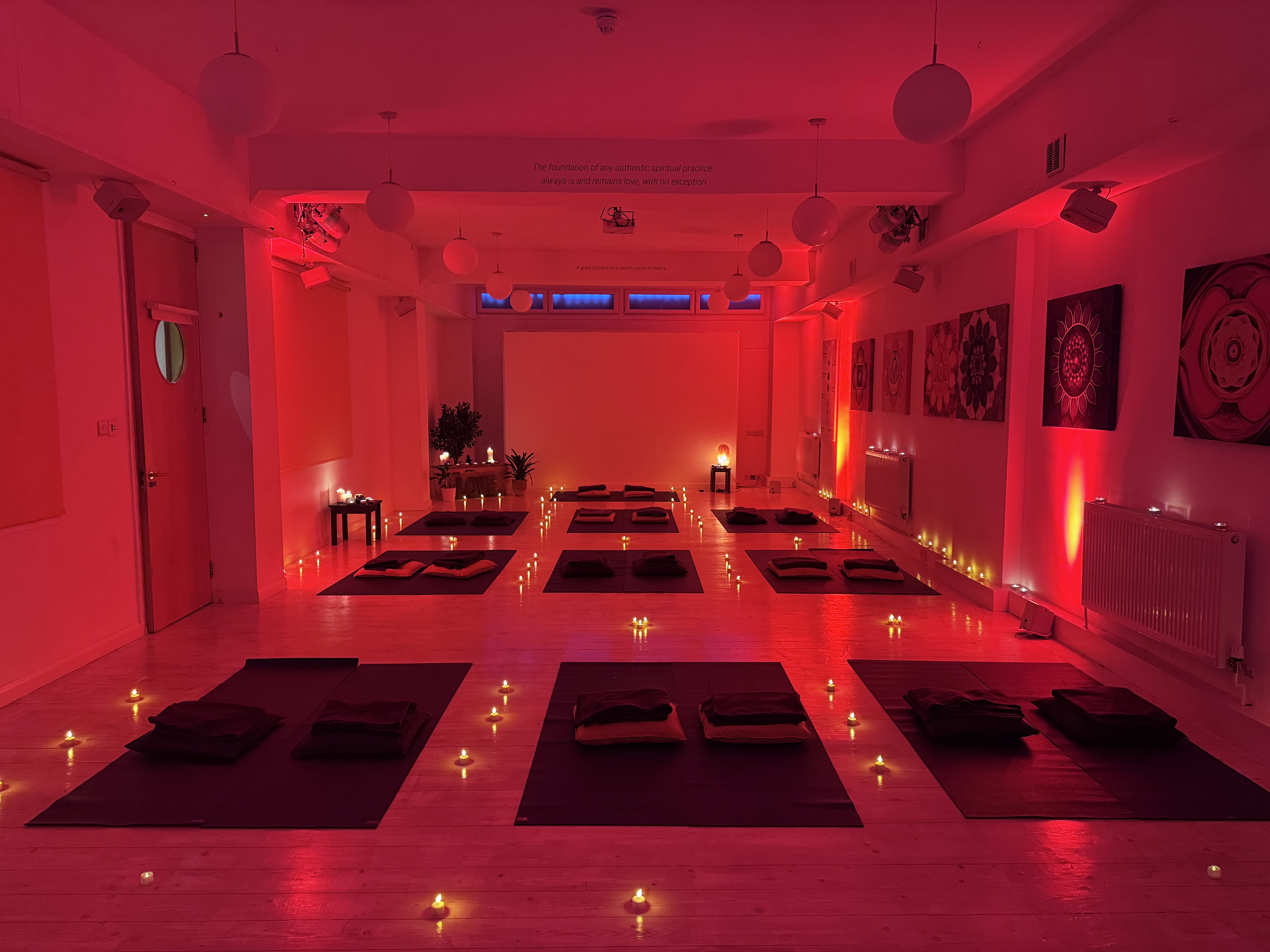 The yoga hall prepared for the couples to arrive