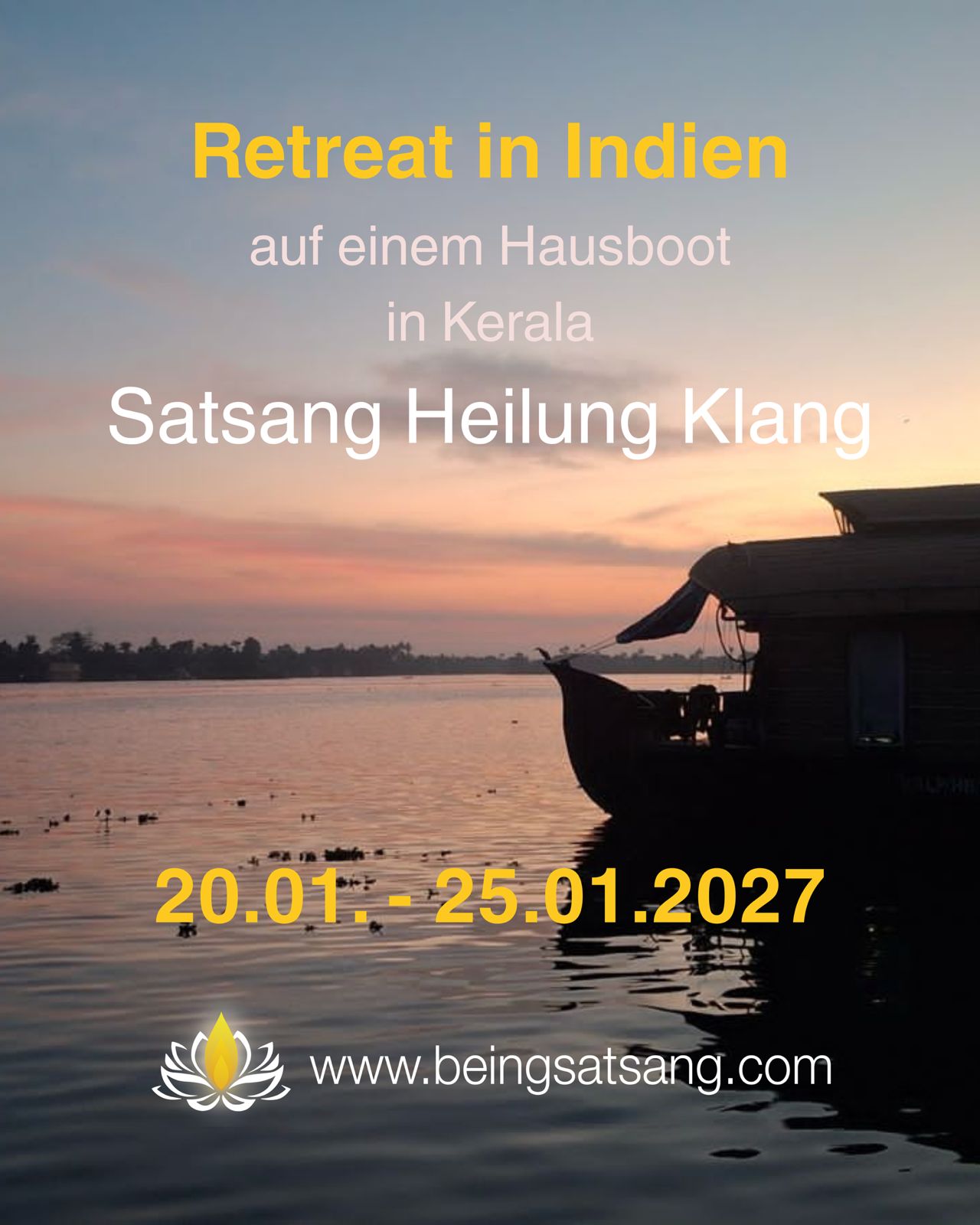 Satsang Heilung Klang Retreat auf einem Hausboot