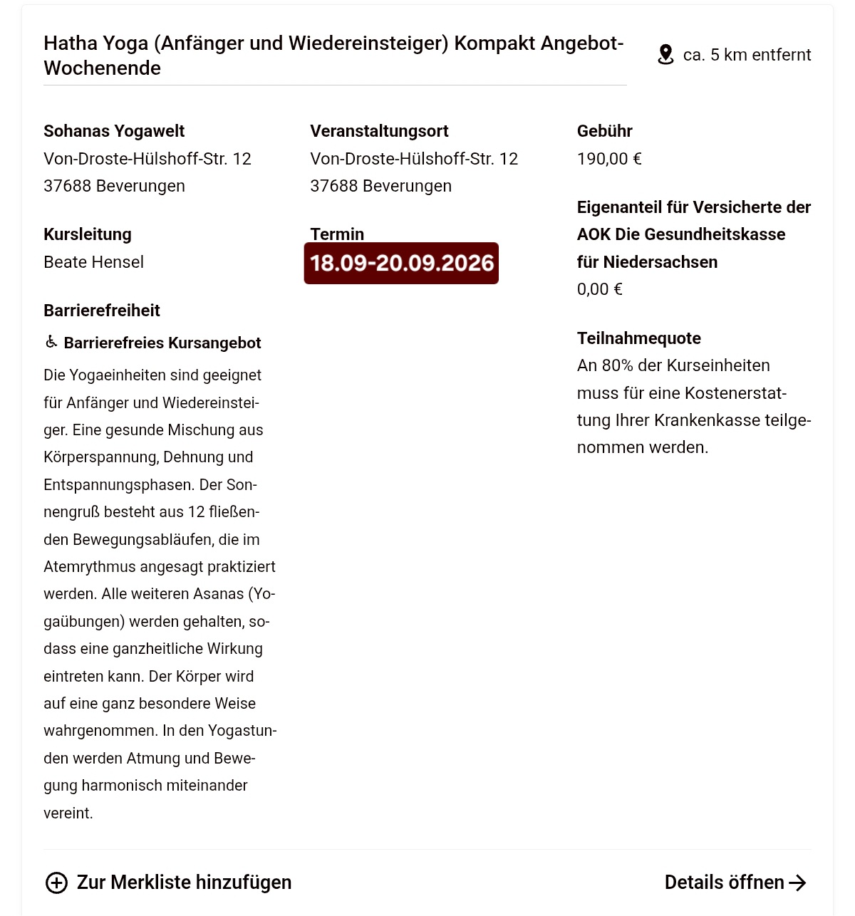 Auszug der Krankenkassen Seite