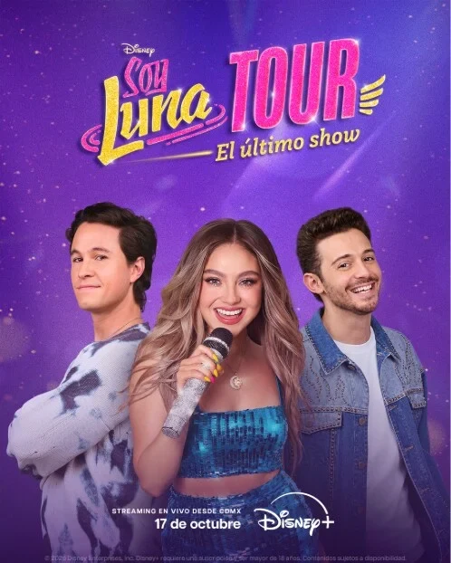 Póster de Soy Luna Tour: El último show, con tres integrantes del elenco y la fecha 17 de octubre