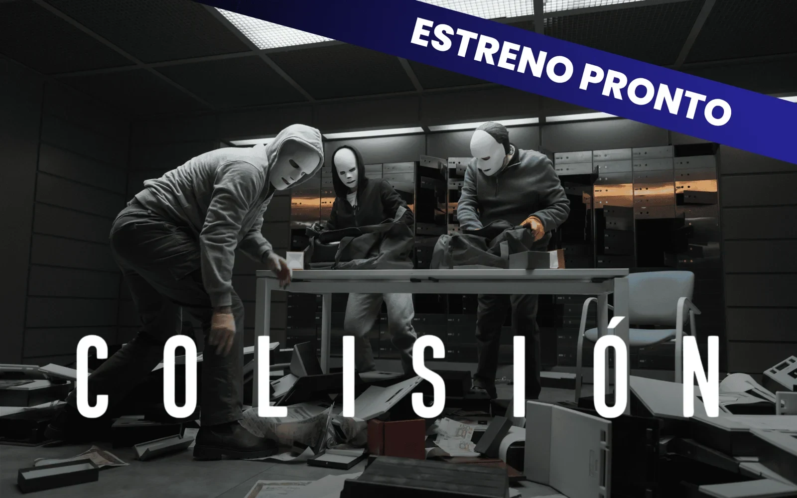 Key art de Colisión con la banda enmascarada en el atraco