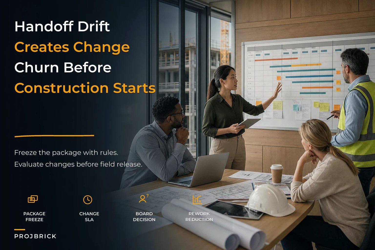 Design-to-construction handoff governance to prevent change churn
