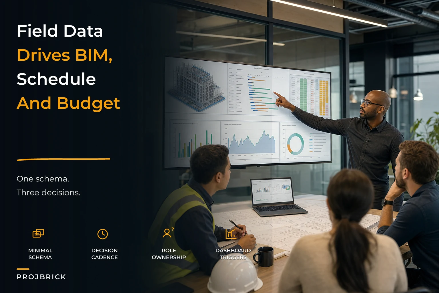 Field-to-office data strategy for construction: a minimal schema, ownership rules and three decision dashboards