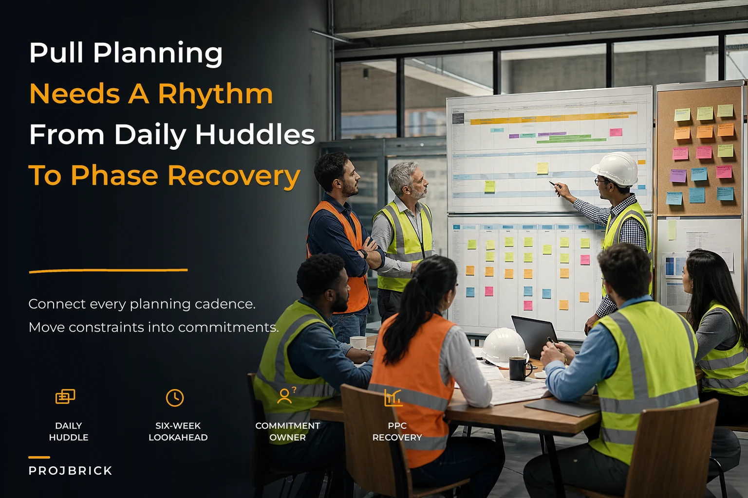 Operationalize pull planning: PPC rhythms, daily sprints and recovery templates for site teams