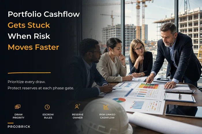Portfolio cashflow governance tied to phase gates and milestone risk